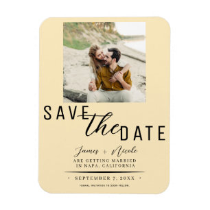 Warm Custard Save the Date Photo Wedding Magnet