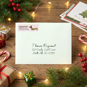 Warm Dachshund Christmas Card Address Labels 