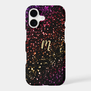 Warm Dark Rainbow Glitter Monogram iPhone X Case