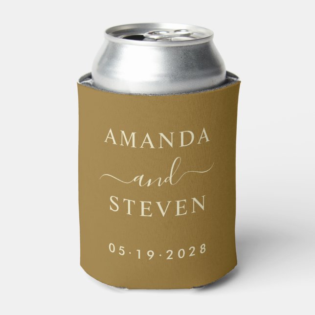 Warm Desert Couple Names with Wedding Date Can Cooler (Can Front)