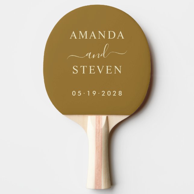 Warm Desert Couple Names with Wedding Date Ping Pong Paddle (Back)