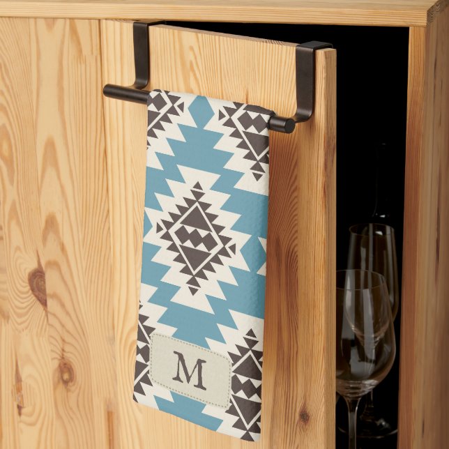 Warm Desert Dreams Southwestern Rustic Pattern Tea Towel (Thirds Fold)