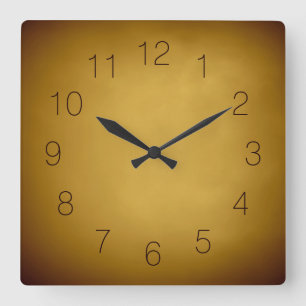 Warm Earth Colours Gold Yellow Ochre Rich Red Square Wall Clock