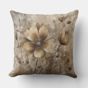 Warm Earth Tone Decorative Floral Cushion