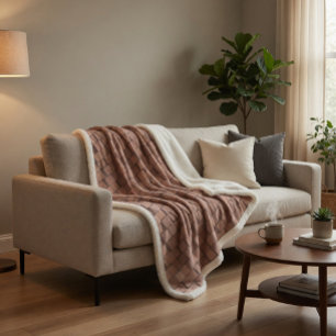 Warm Earthy Geometric 3D Cube Pattern Blanket