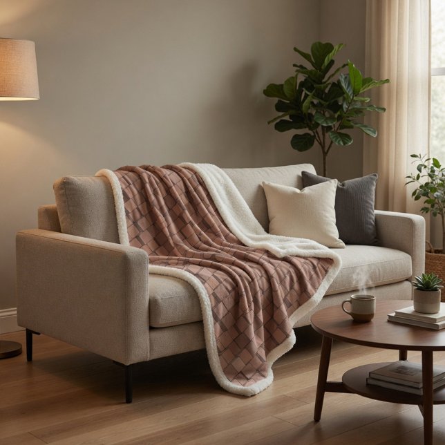 Warm Earthy Geometric 3D Cube Pattern Blanket (Creator Uploaded)