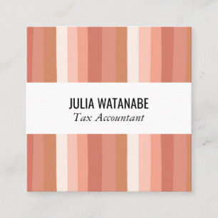 Warm Earthy Minimalist Stripes Handmade Square Business Card