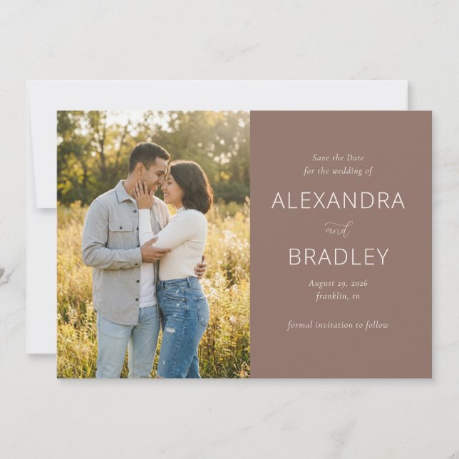 Warm Earthy Rustic Photo Save The Date (Front)