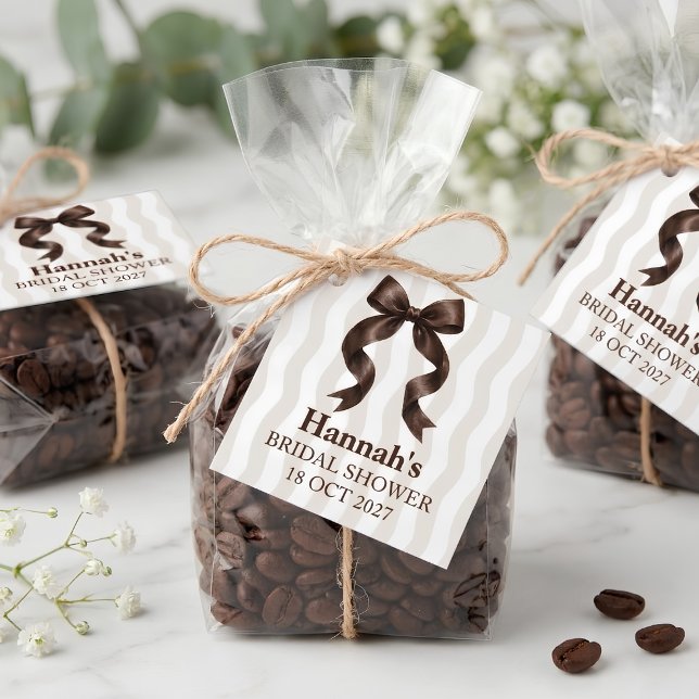 Warm Editorial Love Is Brewing Favour Tag (Love Is Brewing Coquette Bow Bridal Shower Favor Tags)