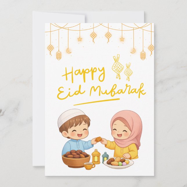 Warm Eid Celebration Design Holiday Card (Front)