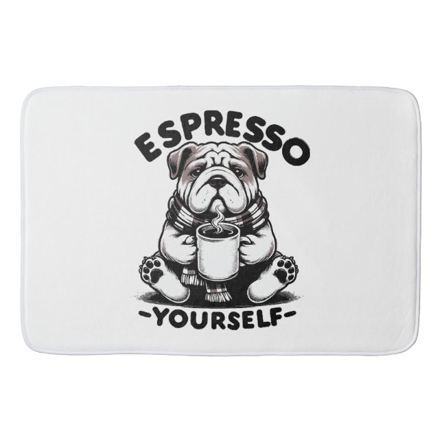 Warm Espresso Bulldog Bath Mat (Front)