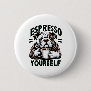 Warm Espresso Bulldog - Cosy Coffee 6 Cm Round Badge