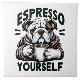 Warm Espresso Bulldog - Cosy Coffee Ceramic Tile
