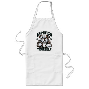 Warm Espresso Bulldog - Cosy Coffee  Long Apron