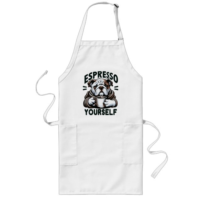 Warm Espresso Bulldog - Cosy Coffee  Long Apron (Front)