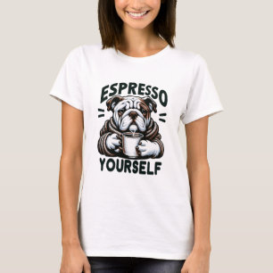Warm Espresso Bulldog - Cosy Coffee T-Shirt