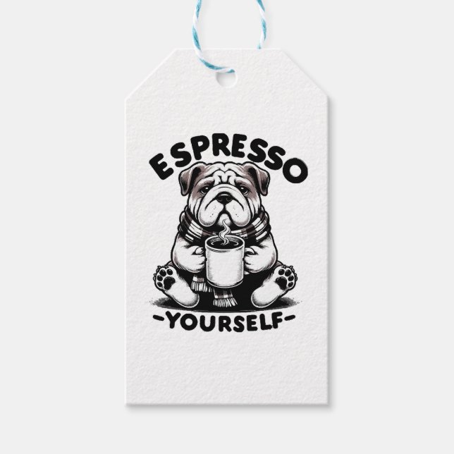 Warm Espresso Bulldog Gift Tags (Front)