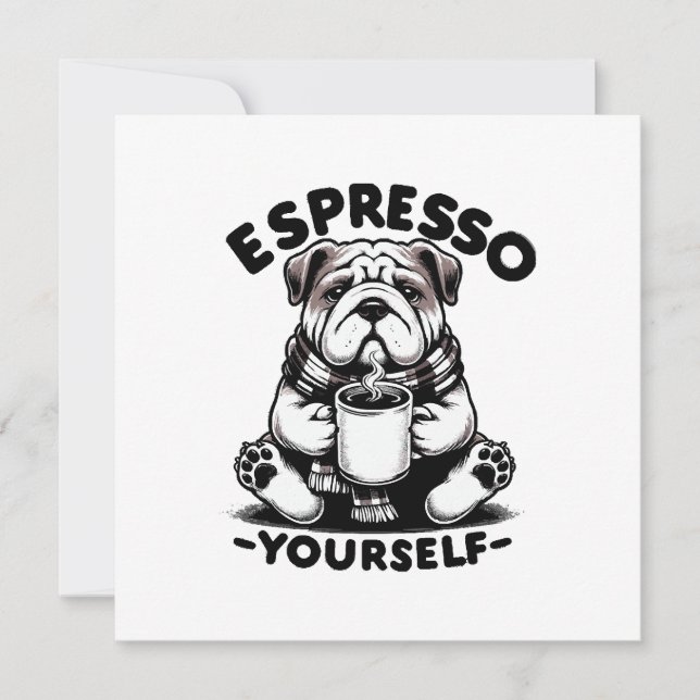 Warm Espresso Bulldog Invitation (Front)