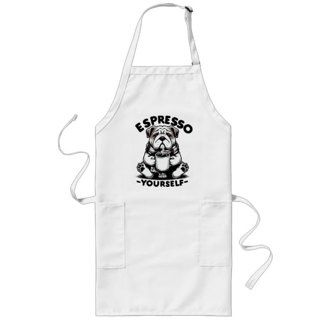 Warm Espresso Bulldog Long Apron (Front)