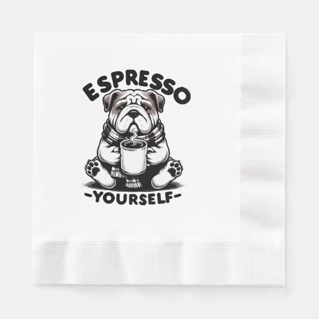 Warm Espresso Bulldog Napkin (Front)