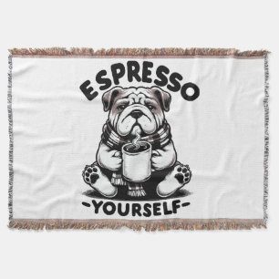 Warm Espresso Bulldog Throw Blanket