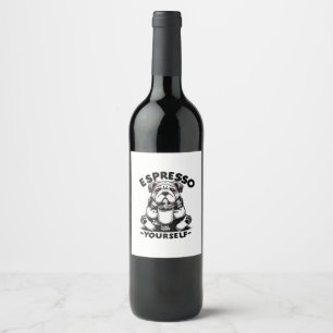 Warm Espresso Bulldog Wine Label