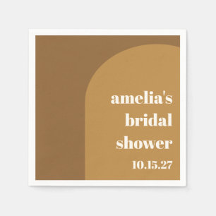 Warm Fall Brown Arch Custom Retro Bridal Shower Napkin