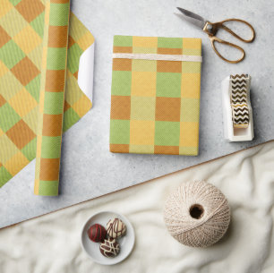 Warm Fall Check Plaid Wrapping Paper