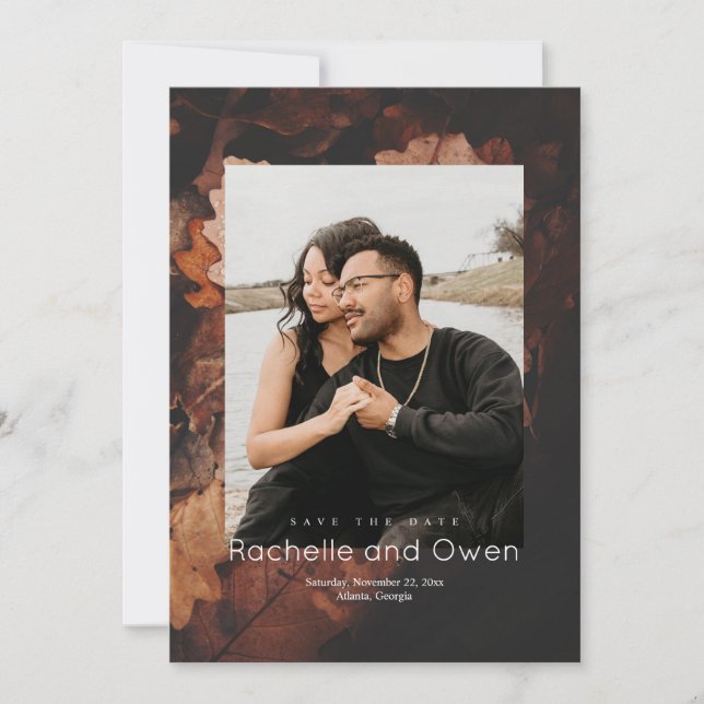 Warm Fall Colours Photo Wedding Save the Date (Front)