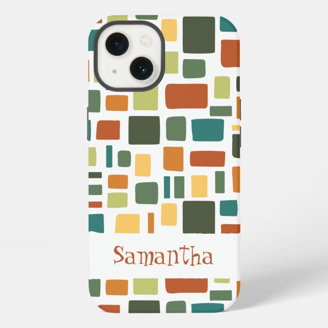 Warm Fall Colours Wonky Squares & Rectangles iPhone Case (Back)