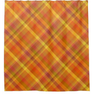 Warm Fall Orange Plaid Pattern Shower Curtain