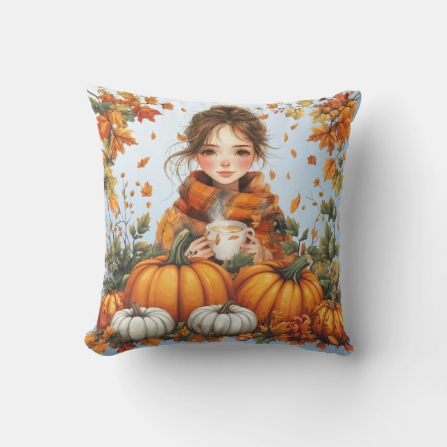 Warm Fall Themed Throw Pillow (Front)