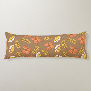 Warm Falling Autumn Leaves with Flowers Body Cushion