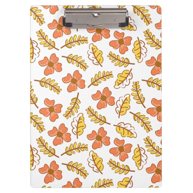 Warm Falling Autumn Leaves with Flowers Clipboard (Front)