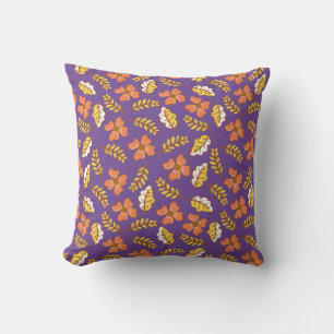 Warm Falling Autumn Leaves with Flowers Cushion