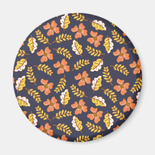 Warm Falling Autumn Leaves with Flowers Magnet