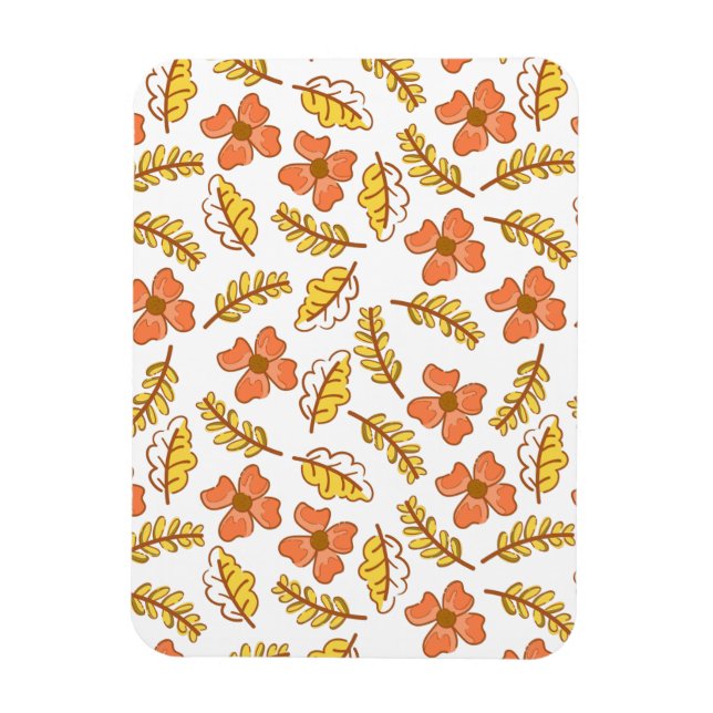 Warm Falling Autumn Leaves with Flowers Magnet (Vertical)