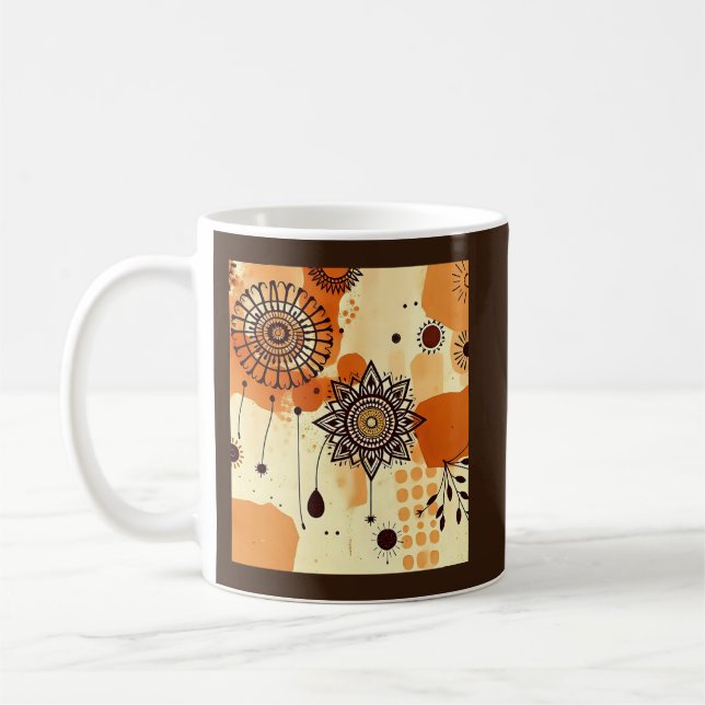 Warm Floral Mandala Rustic Autumn Boho Coffee Mug (Left)