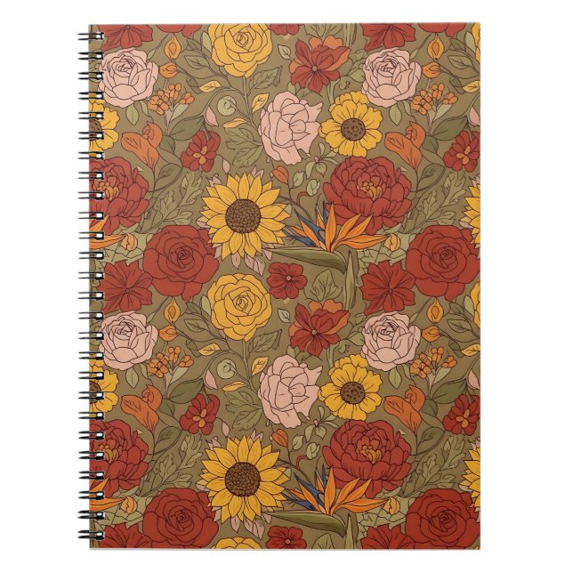 Warm Floral Patterned Notebook (Front)