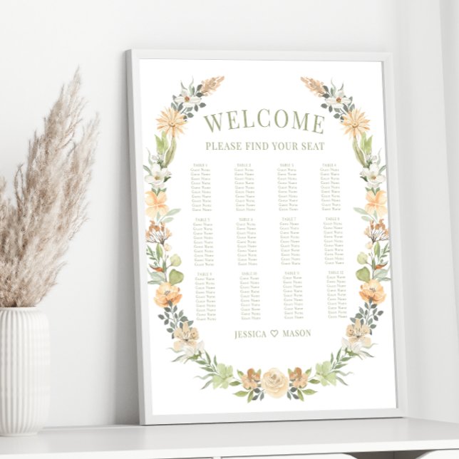 Warm floral wildflower wedding seating chart (Creator Uploaded)
