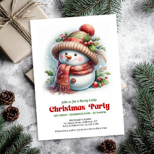 Warm funny snowman invitation printable red green 