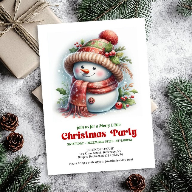 Warm funny snowman invitation printable red green  (Warm funny snowman invitation printable red green artwork

)