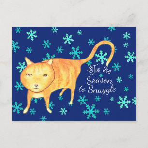 Warm Fuzzies & Winter Flurries Christmas Cat Holiday Postcard