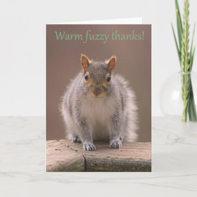 Warm fuzzy squirrel thank you! you card (Front)
