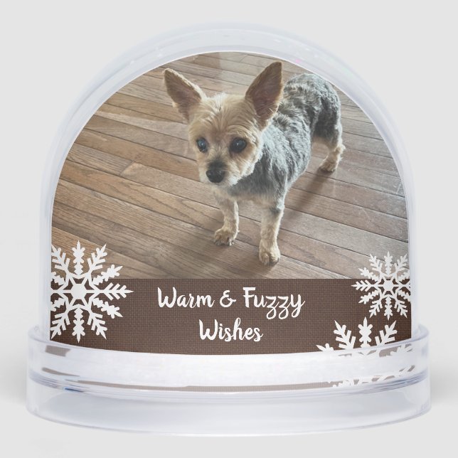 Warm & Fuzzy Wishes Rustic Pet Snowglobe (Front)