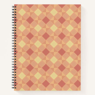Warm Geometric Diamond Pattern in Peach & Terracot Notebook