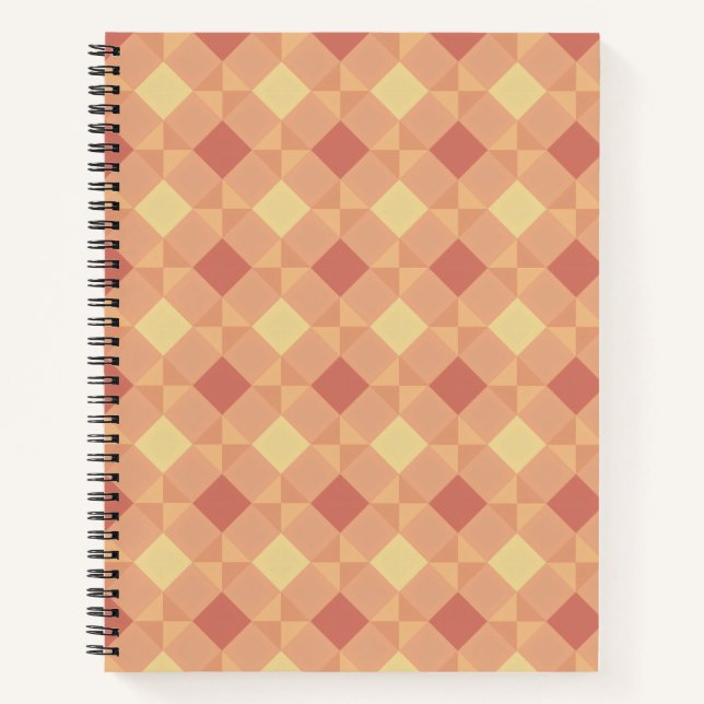 Warm Geometric Diamond Pattern in Peach & Terracot Notebook (Front)
