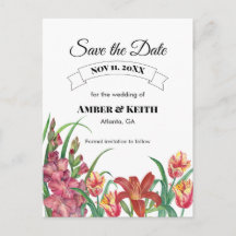 Warm Gladioli Tulip Lily Wedding Save The Date
