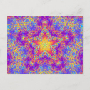 Warm Glow Star Bright Colour Swirl Kaleidoscope Postcard