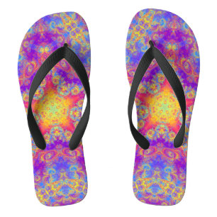 Warm Glow Star Bright Colour Swirl Kaleidoscope Thongs